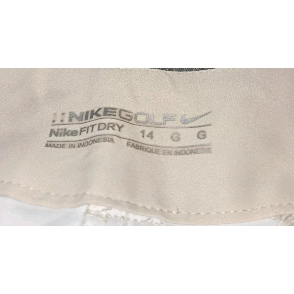 Nike Golf Fit Dry Tan White Houndstooth Shorts‎ Womens 14 Performance Swoosh